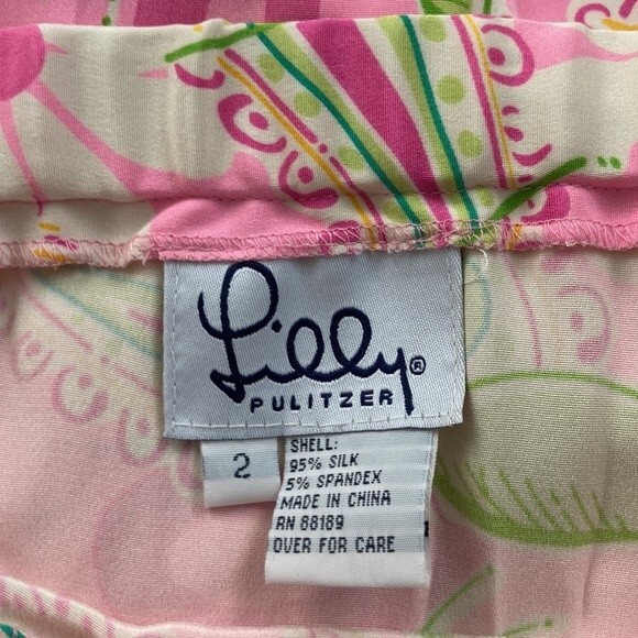 Vintage 80s 90s Lilly Pulitzer Midi Pink Summer Silk Floral Paisley Skirt Size 2 - Picture 7 of 16
